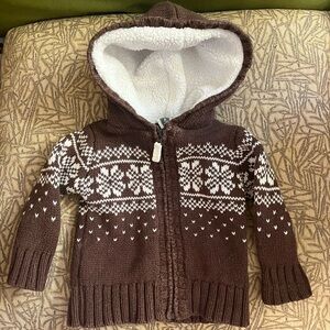 Carter's Chocolate and Cream Knit Hoodie 6 mos
